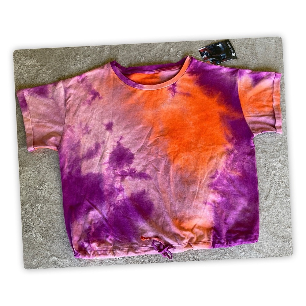 NWT Born Primitive Tie Dye Crop Top XXL Pink Purple Orange Drawstring